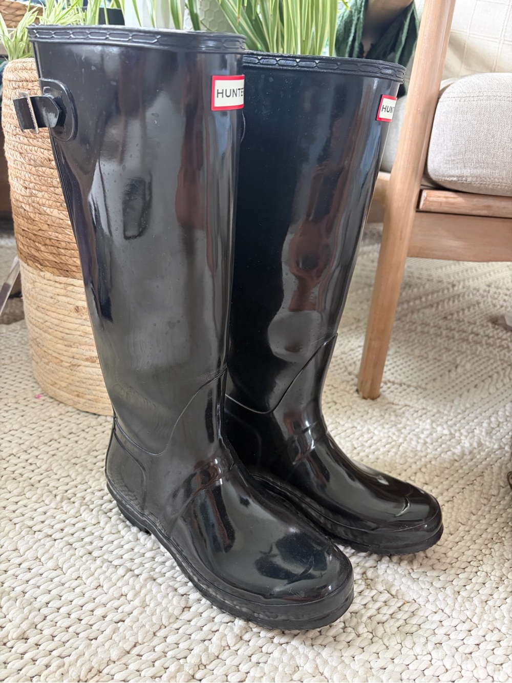 Hunter Glossy Classic Black Tall Rain Boots Womens Size 9 EUC - Picture 5 of 5